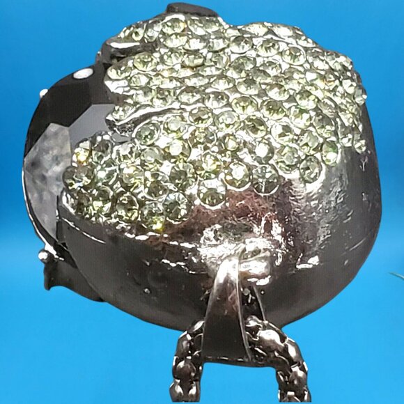 Black Crystal Skull Pendant Necklace Rhinestone Gift Boxed Goth Punk Jewelry - Picture 8 of 9